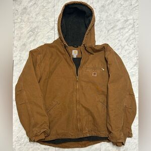 Carhartt Jacket Adult 3XL Brown Canvas Y2K Heavy Work Sherpa Lined J141-211 Mens